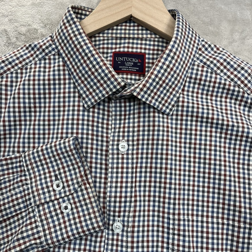 UNTUCKit Shirt Men's L Slim Fit Plaid Button Down‎